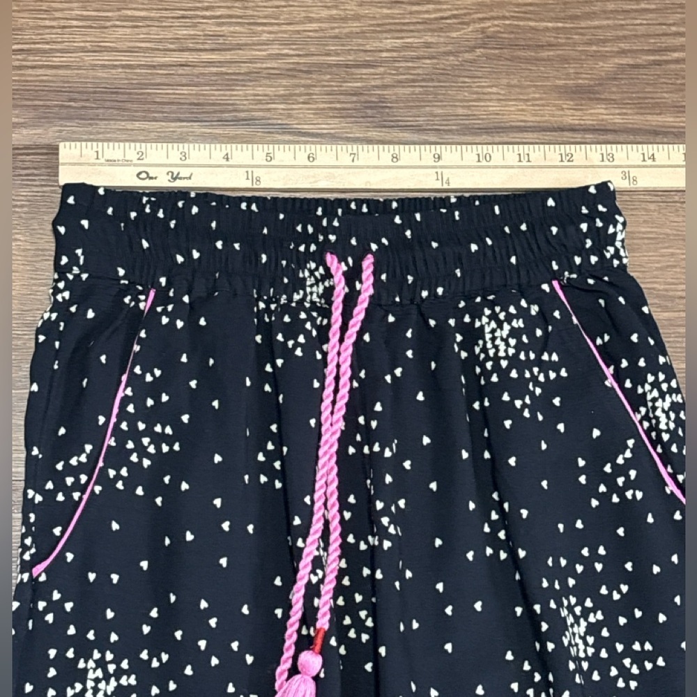 Anthropologie Black Pajama Set with Pink and Multicolor Accents - Picture 6 of 7